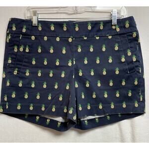 J.Crew stretch shorts navy blue pineapple print size 10 women’s‎